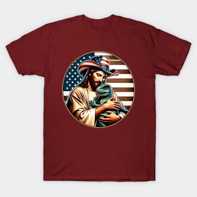 American Jesus Dino Pet T-Shirt by RuthlessMasculinity